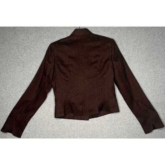 Bauer Pour Femme women's blazer buttons long sleeve embroidered lined linen M - Picture 2 of 10